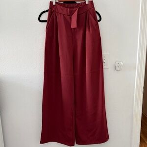 Burgundy Wide-Leg Pants
